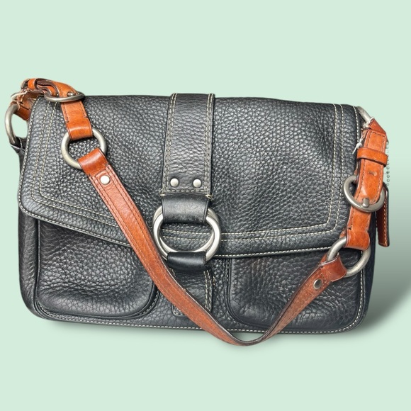 COACH 8A41 Chelsea Black Pebbled Leather Shoulder Handbag Purse Hobo - Picture 7 of 14